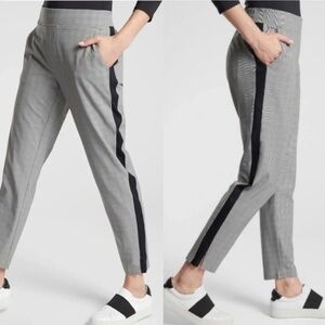 Athleta Brooklyn Ankle Track Pant Grey Plaid Black Stripe Athletic Casual 2P